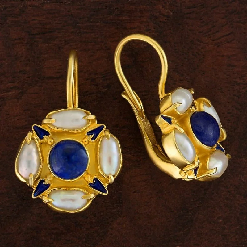 Tudor Lapis and Pearl Earrings