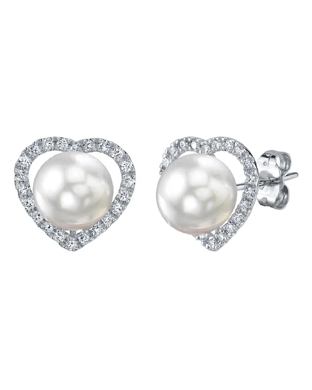 White South Sea Pearl & Diamond Cherish Stud Earrings