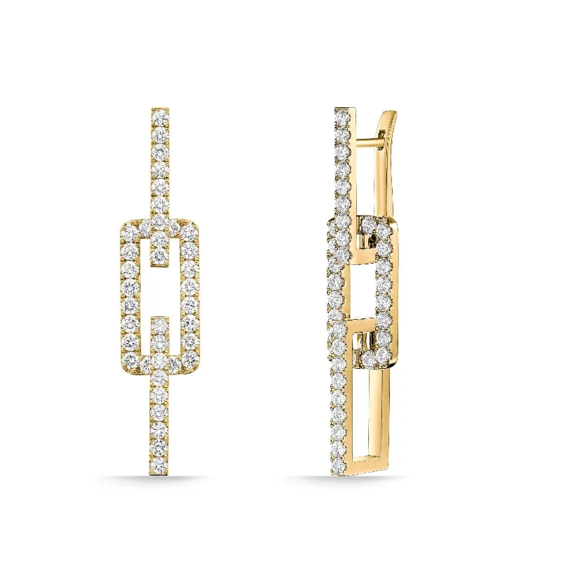 18K Yellow Gold Essentials Rectangle Diamond Drop Earrings