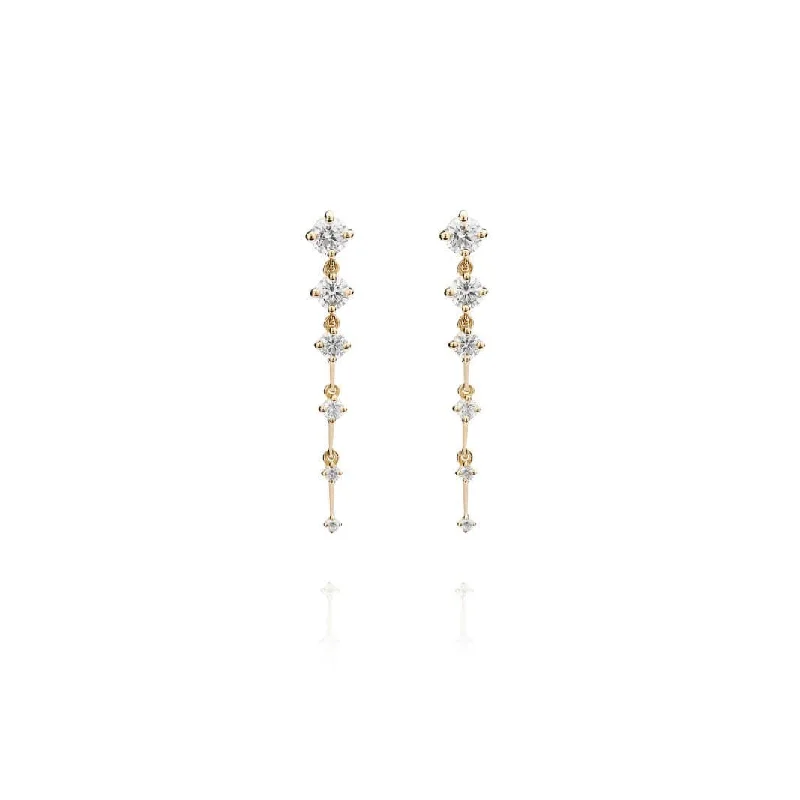 18K Yellow Gold Diamond Short Sequence Earrings