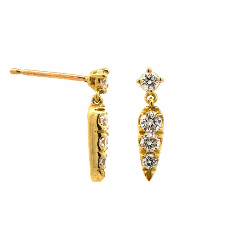 18K Yellow Gold Diamond Dangle Earrings