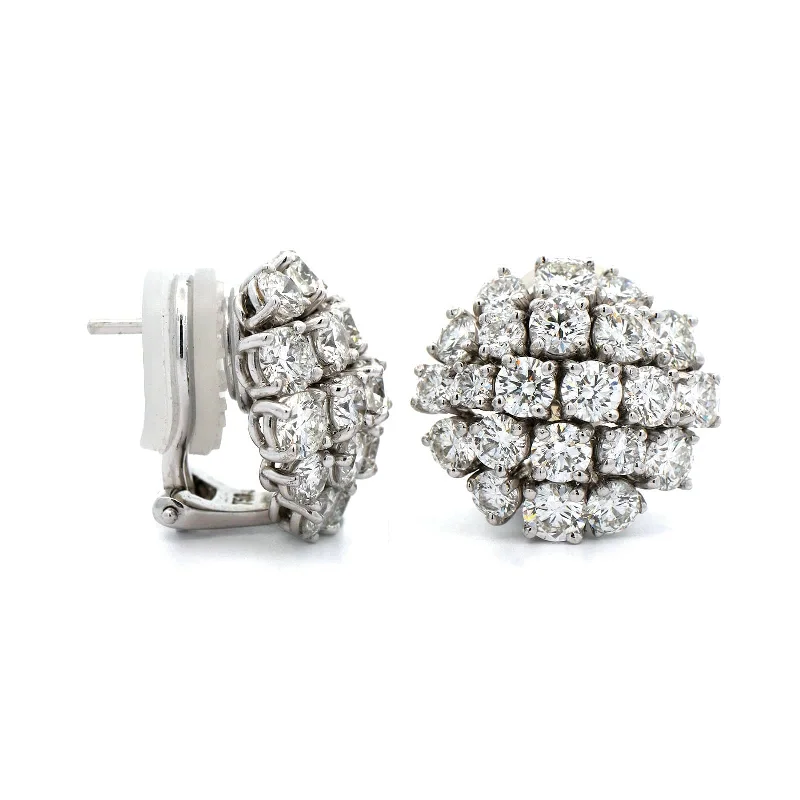 18K White Gold Diamond Cluster Earrings