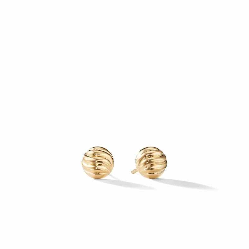 Sculpted Cable Stud Earrings in 18K Yellow Gold, 8mm