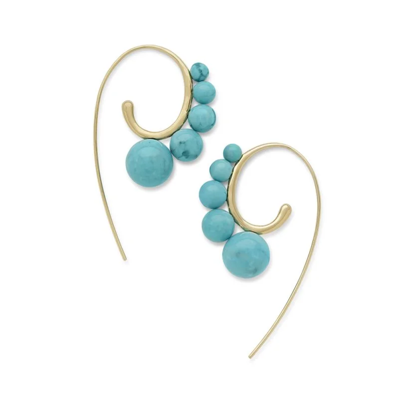 IPPOLITA Nova 18K Yellow Gold Curved Threader Earrings in Turquoise