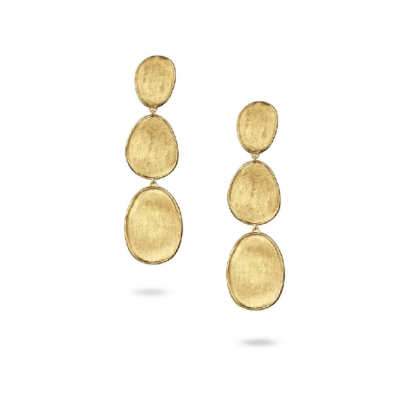 Marco Bicego Lunaria 18K Yellow Gold Hand-Engraved Three Tier Dangle Earrings