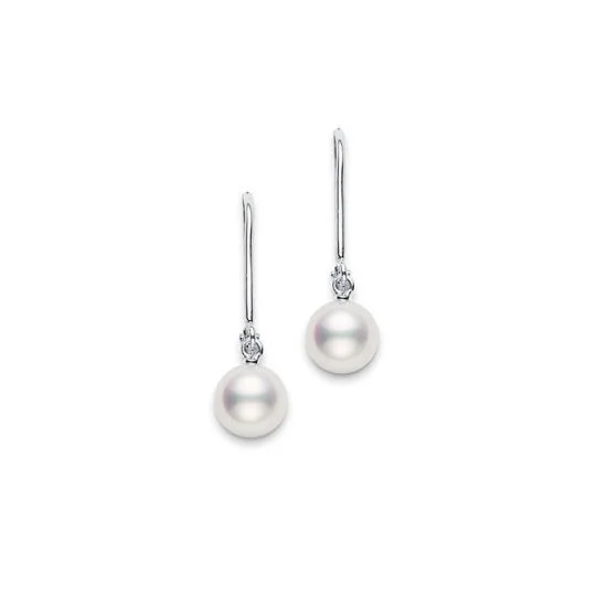 Mikimoto 7mm Akoya 18K White Gold Pearl Dangle Earrings