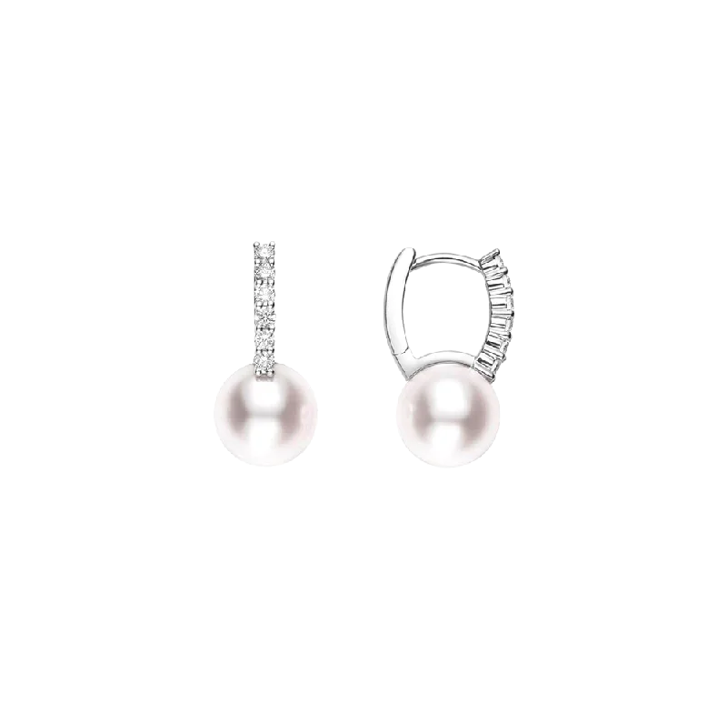 Mikimoto Akoya A+ 8mm Pearl and Diamond Earrings