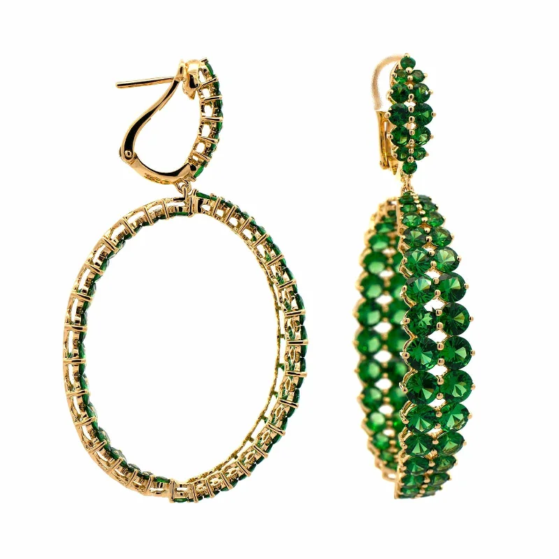 Etho Maria 18K Yellow Gold Tsavorite Hoop Drop Earrings