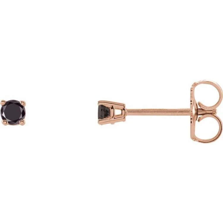 14K Rose 1/6 CTW Natural Black Diamond Stud Earring with Friction Post