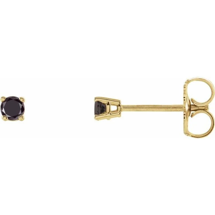 14K Yellow 1/5 CTW Natural Black Diamond Stud Earring with Friction Post