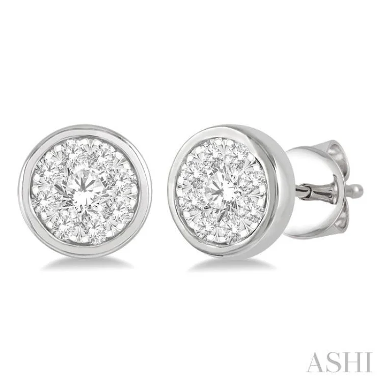 1/3 ctw Medallion Lovebright Round Cut Diamond Earring in 14K White Gold