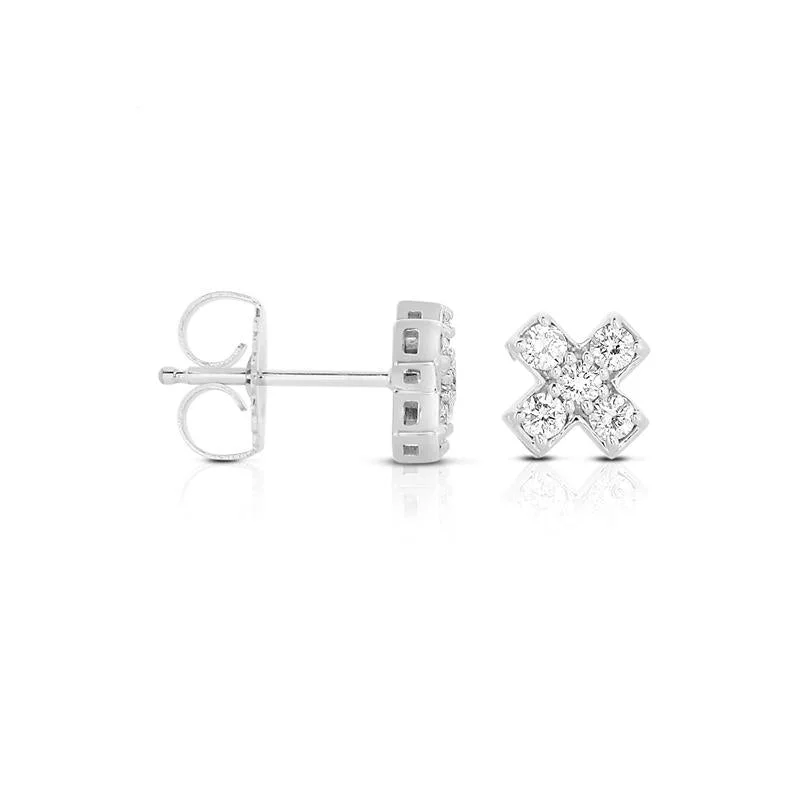 Sabel Collection 14K White Gold Diamond "X" Earrings