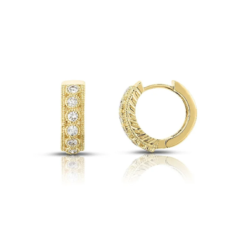 Sabel Collection 14K Yellow Gold Round Diamond Hoop Earrings