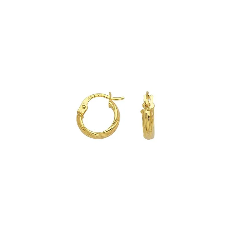 Sabel Everyday Collection 14K Yellow Gold Small Fluted Twisted Hoop Earrings