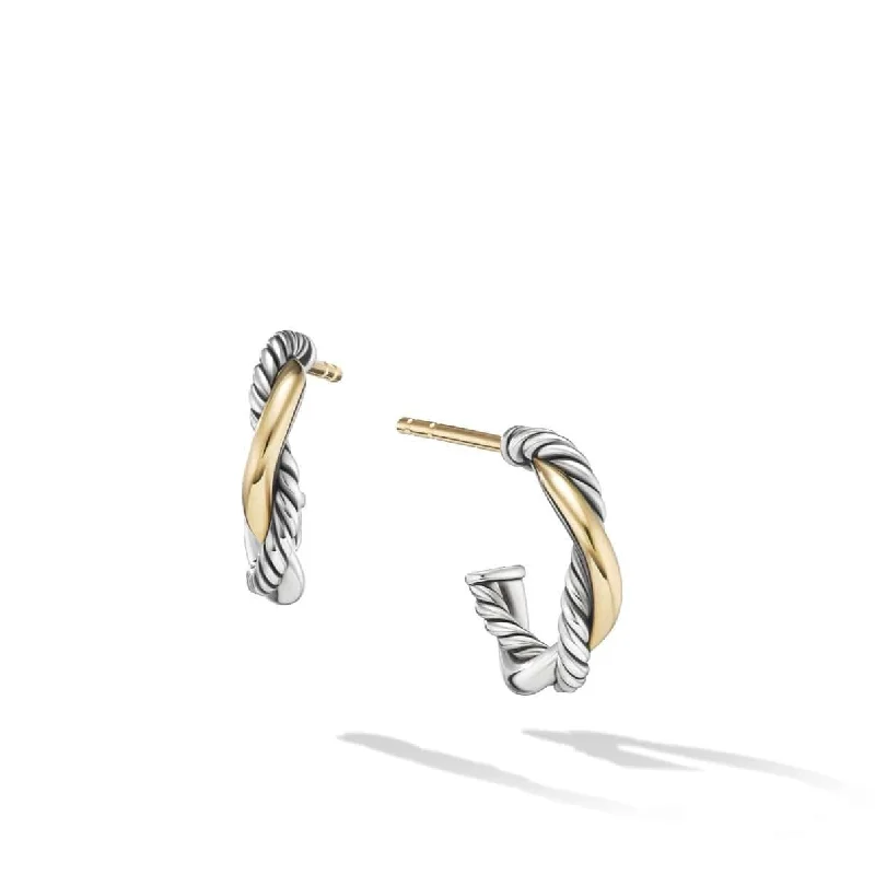 Petite Infinity Huggie Hoop Earrings in Sterling Silver and 14K Yellow Gold, 3mm