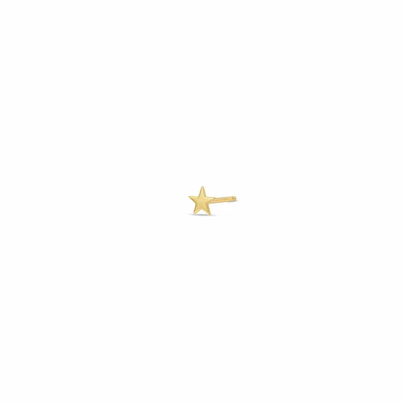 14K Yellow Gold Star Single Stud Earring