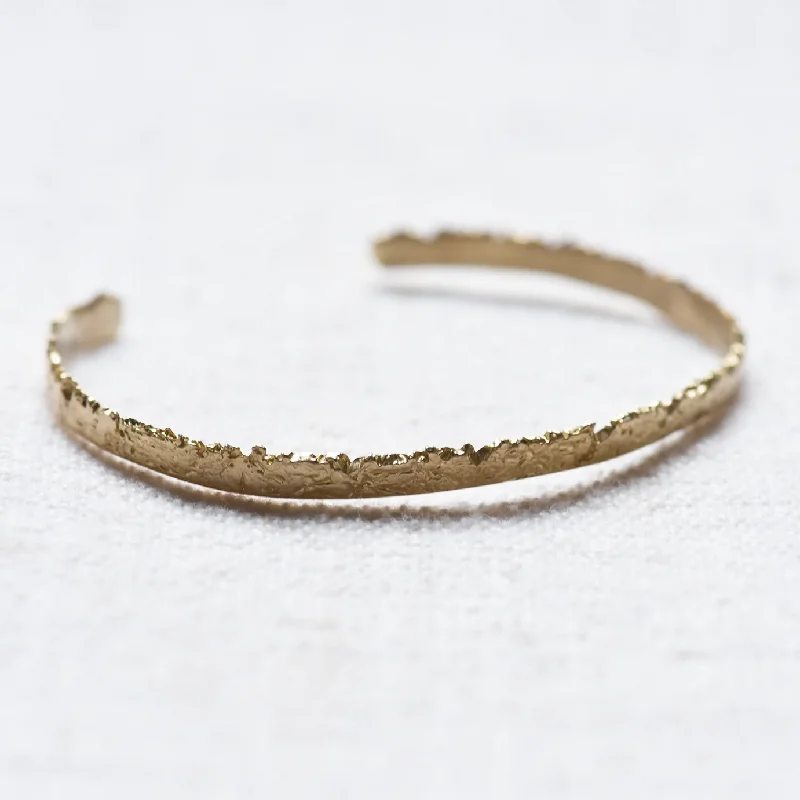 Brass Cragged Edge Slim Cuff