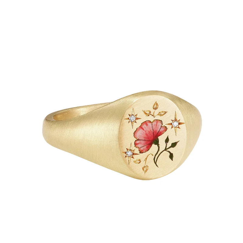 Enamel and Diamond Rose Ring