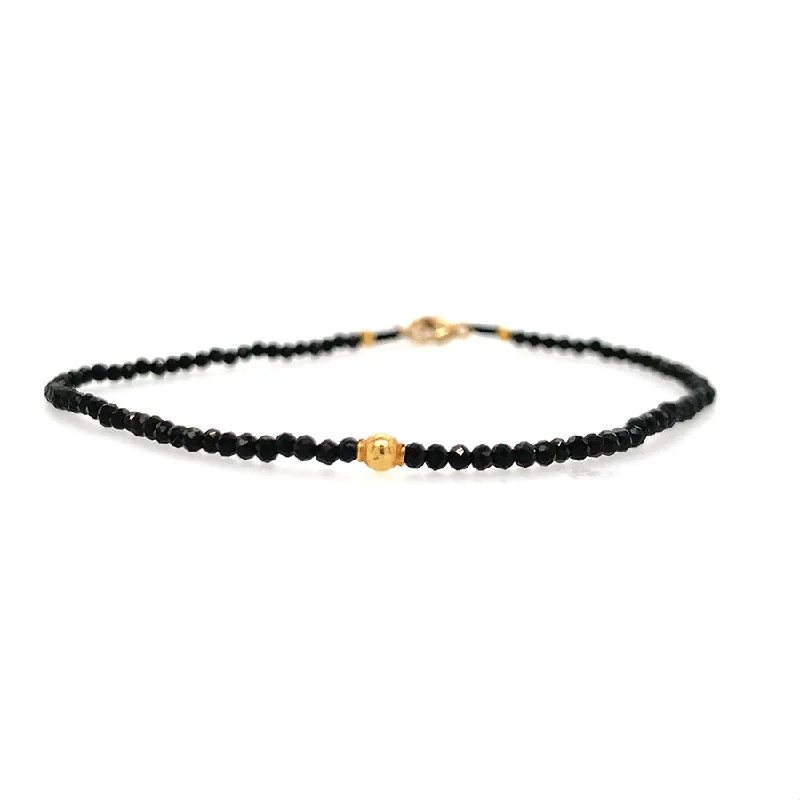 Black Spinel + 18k Bead Bracelet