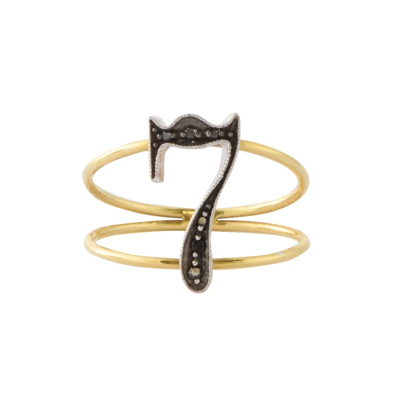 Black Diamond Lucky Number 7 Ring