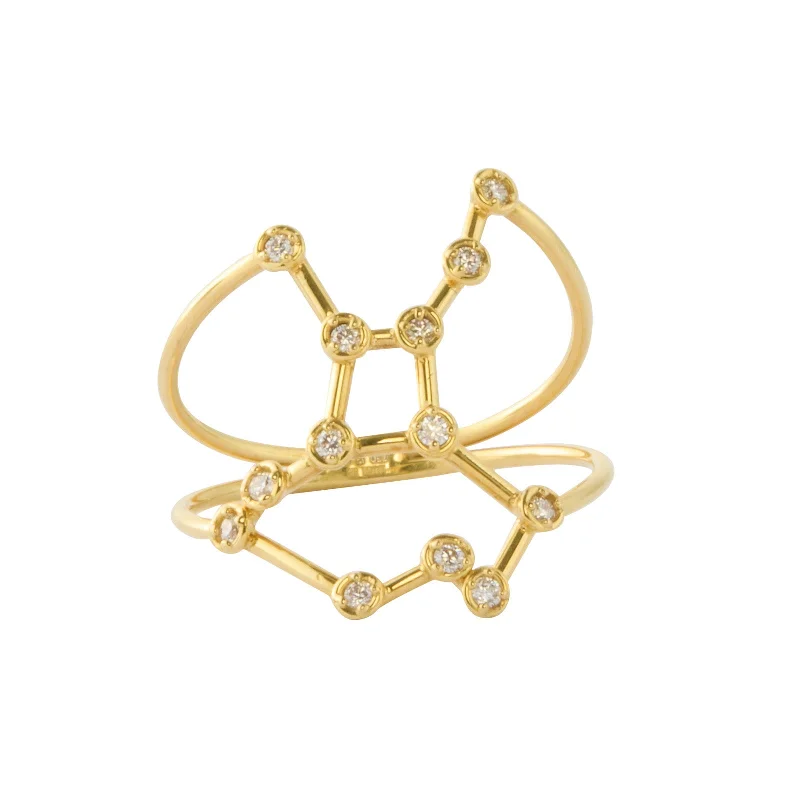 Virgo Constellation Ring - Yellow Gold