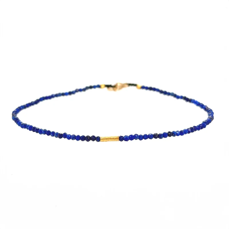 Lapis + 18k Beaded Bracelet