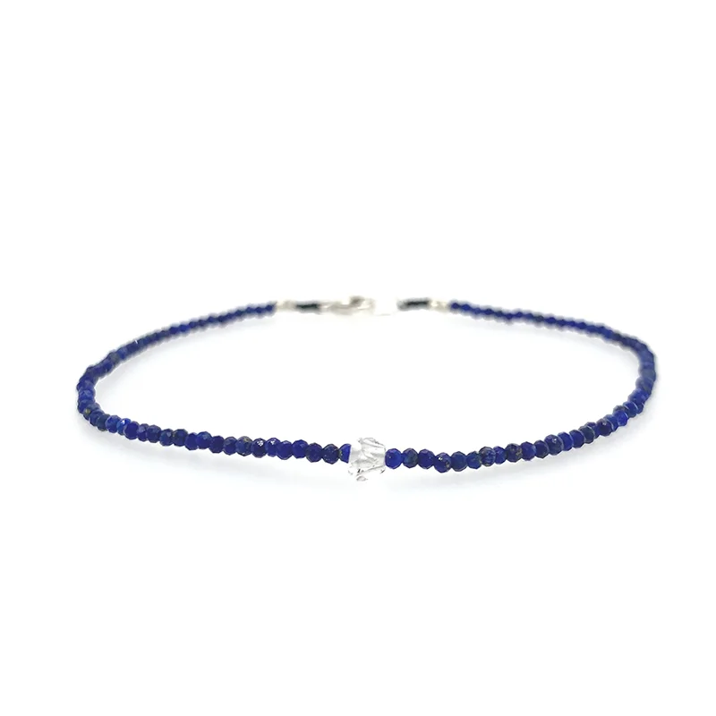 Lapis + Herkimer Beaded Bracelet