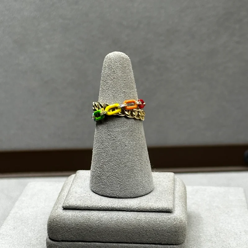 Multicolor Enamel Link Ring