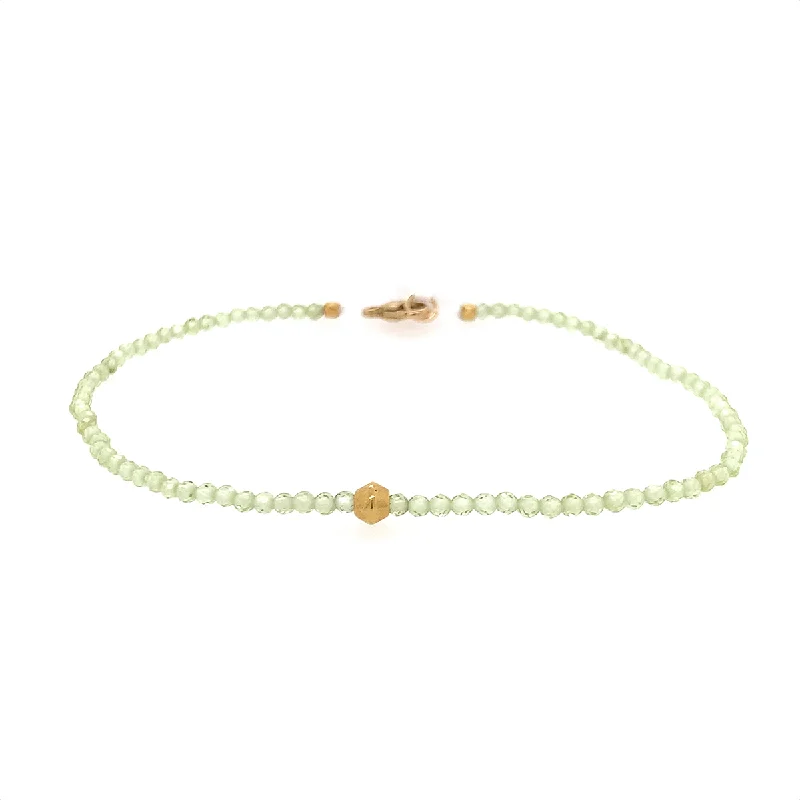 Peridot + 18k Ridge Bead Bracelet