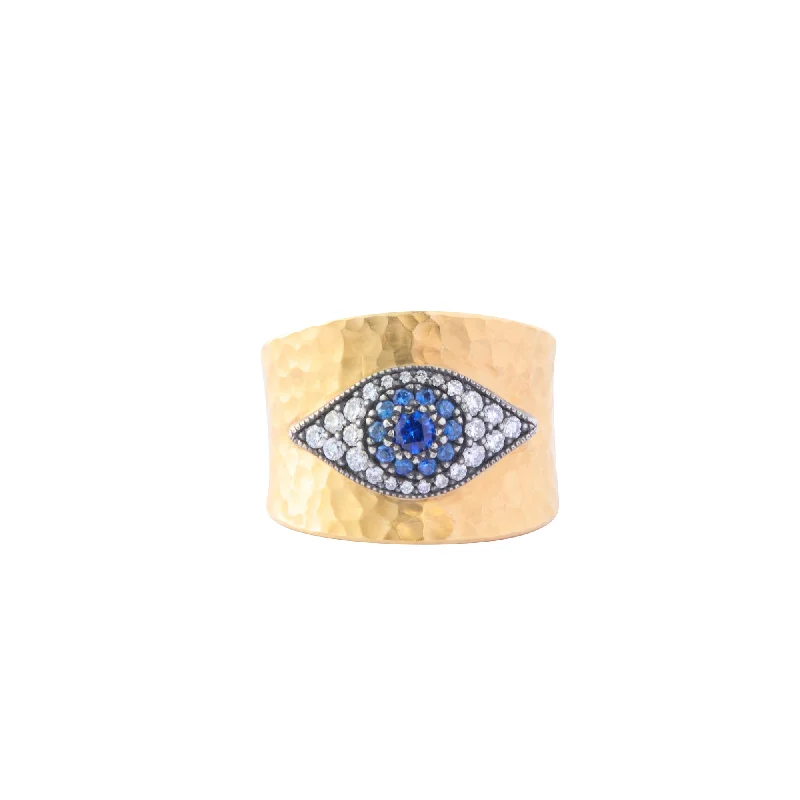 Evil Eye Ring - Diamond and Sapphire