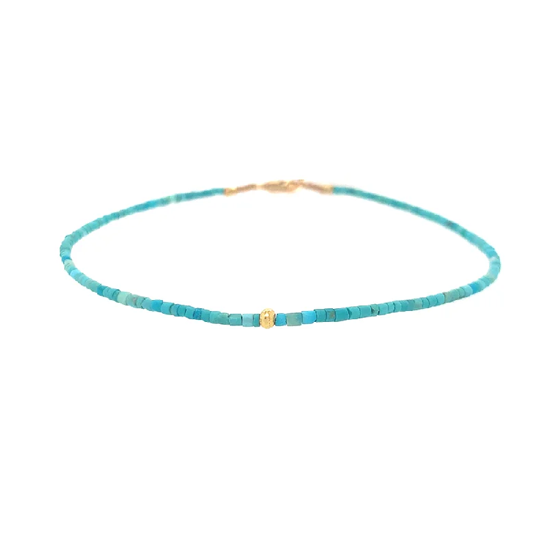 Beaded Heishi Turquoise + 18k Bracelet