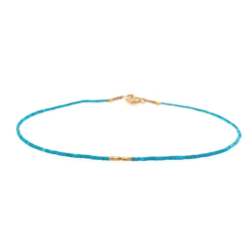 Turquoise Bracelet w/ 22k Twist Bead