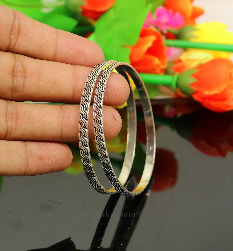 925 sterling customized fabulous design work stylish designer bangle bracelet pure silver gifting jewelry, brides made bangles nba181