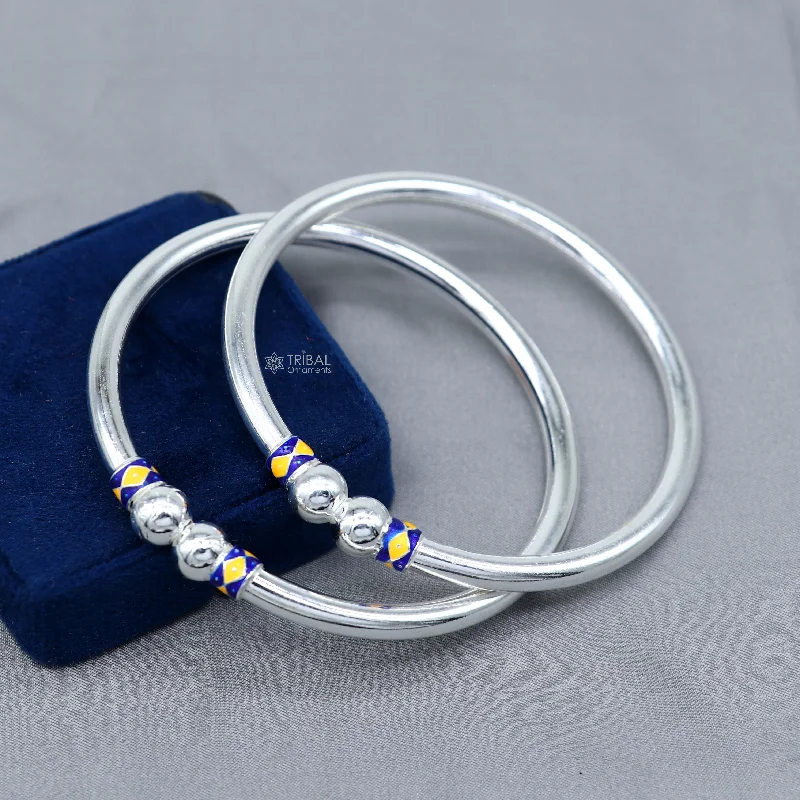 925 sterling silver handmade fabulous plain shine design bangle bracelet kada jewelry, single ball kada bangle nba428