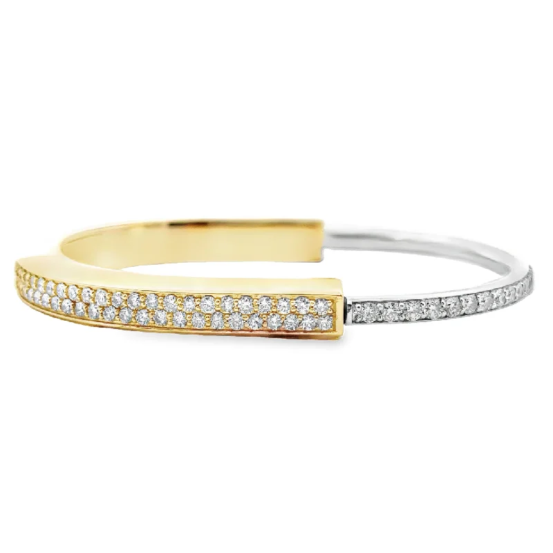 Yellow and White Gold Diamond Bangle Bracelet