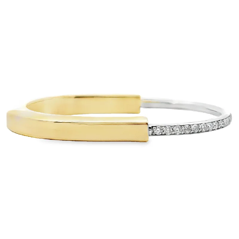 Yellow and White Gold Diamond Bangle Bracelet