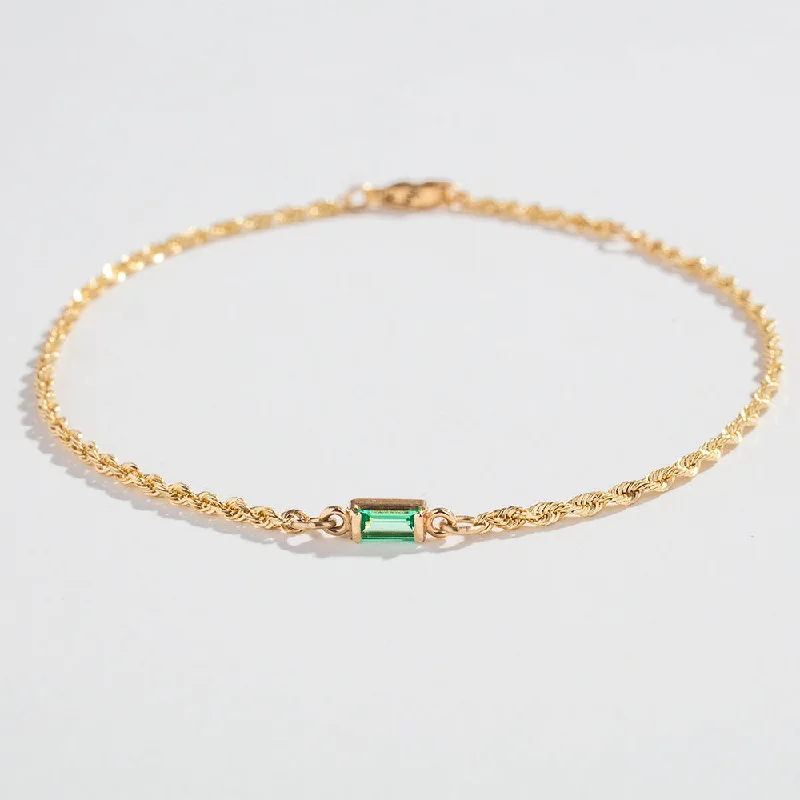 EMERALD BAGUETTE BRACELET | 14K GOLD & EMERALD