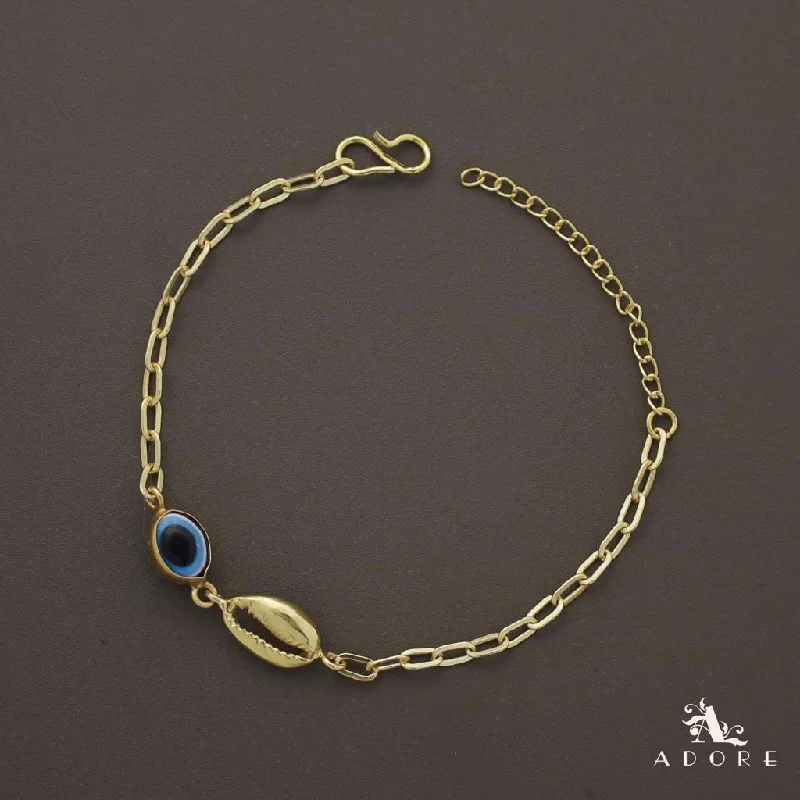 Evil Eye Golden Shell Chain Bracelet