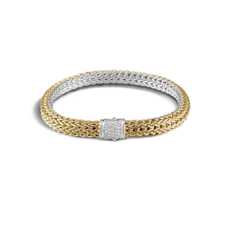 John Hardy Classic Chain Reversible Bracelet with Diamond Pavé