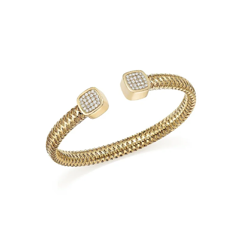 Roberto Coin Primavera 18K Yellow Gold Diamond Capped Cuff Bracelet