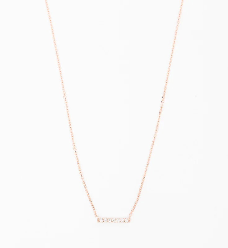 Rose Gold 7 Diamond Tiny Pavé Bar Necklace