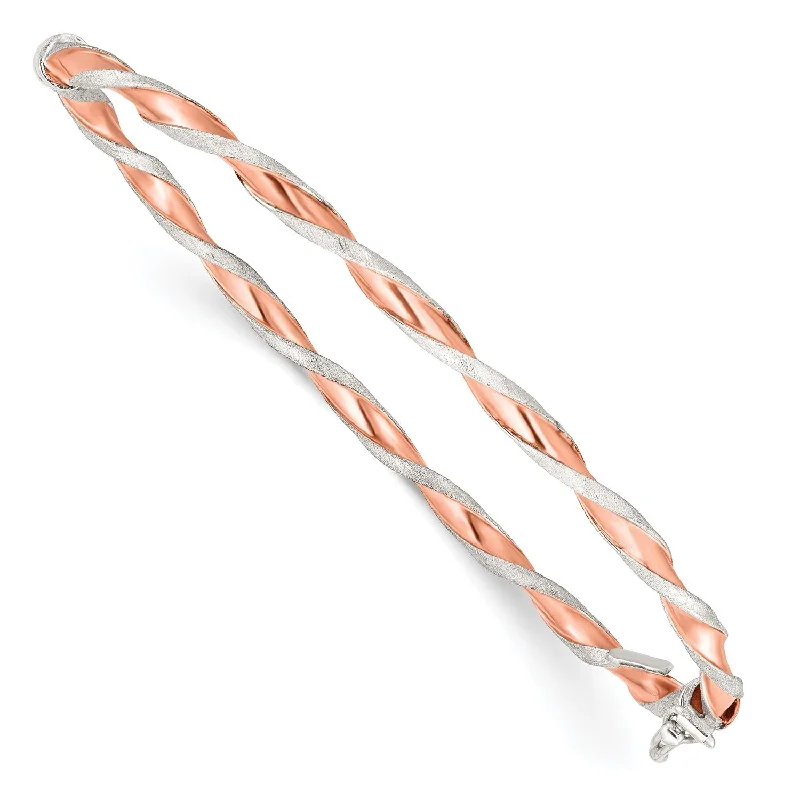 Rose Gold Plated Sterling Silver 7-inch 3MM Hinged Bangle Bracelet