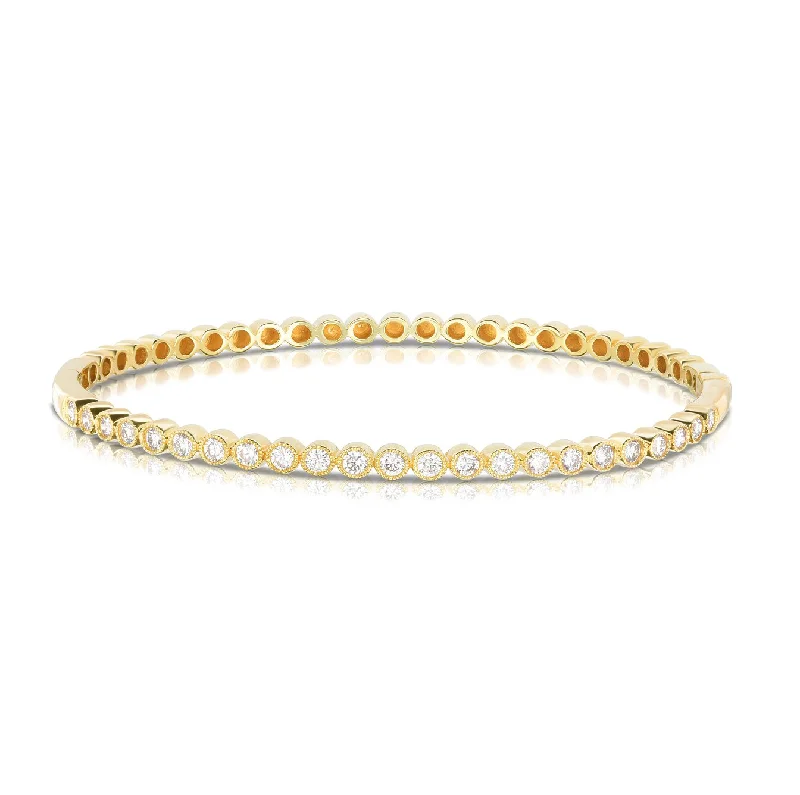 Sabel Collection 14K Yellow Gold Round Bezel Set Diamond Bangle