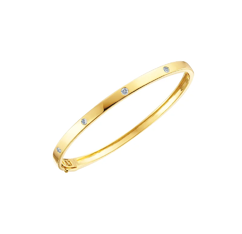 Sabel Collection 14K Yellow Gold Round Diamond Drilled Bangle