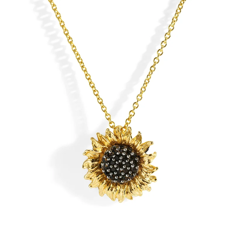 Vincent 15mm Pendant Necklace with Black Diamonds