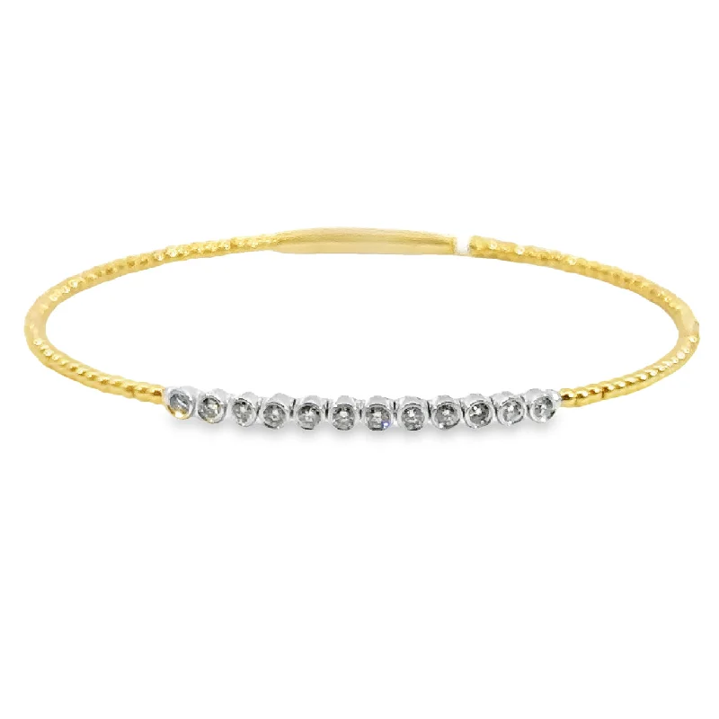 Yellow and White Gold Diamond Bangle Bracelet