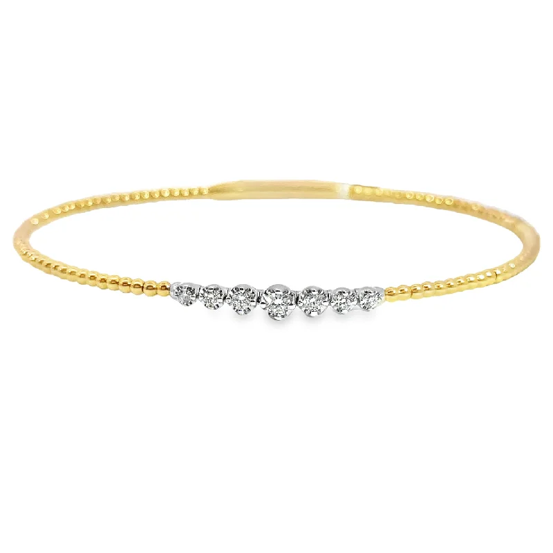 Yellow and White Gold Diamond Bangle Bracelet