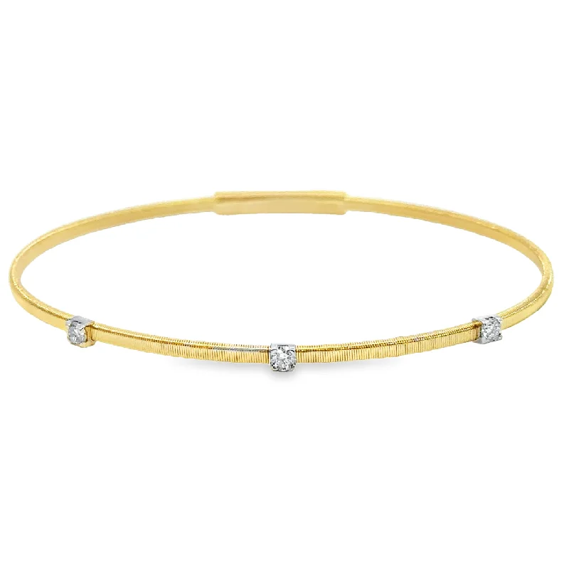 Yellow and White Gold Diamond Bangle Bracelet