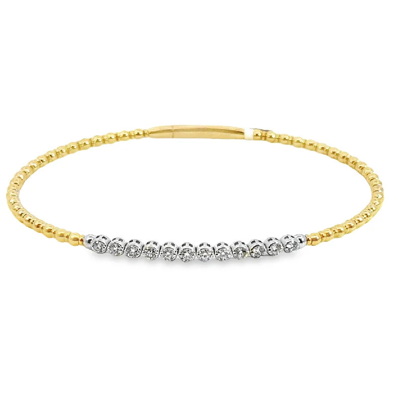 Yellow and White Gold Diamond Bangle Bracelet